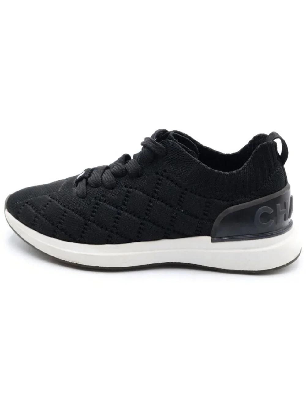 Chanel CC Logo Low Cut Mesh Sneakers Rubber Black